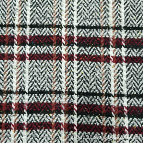 Woolen Boucle Style checked design fabric
